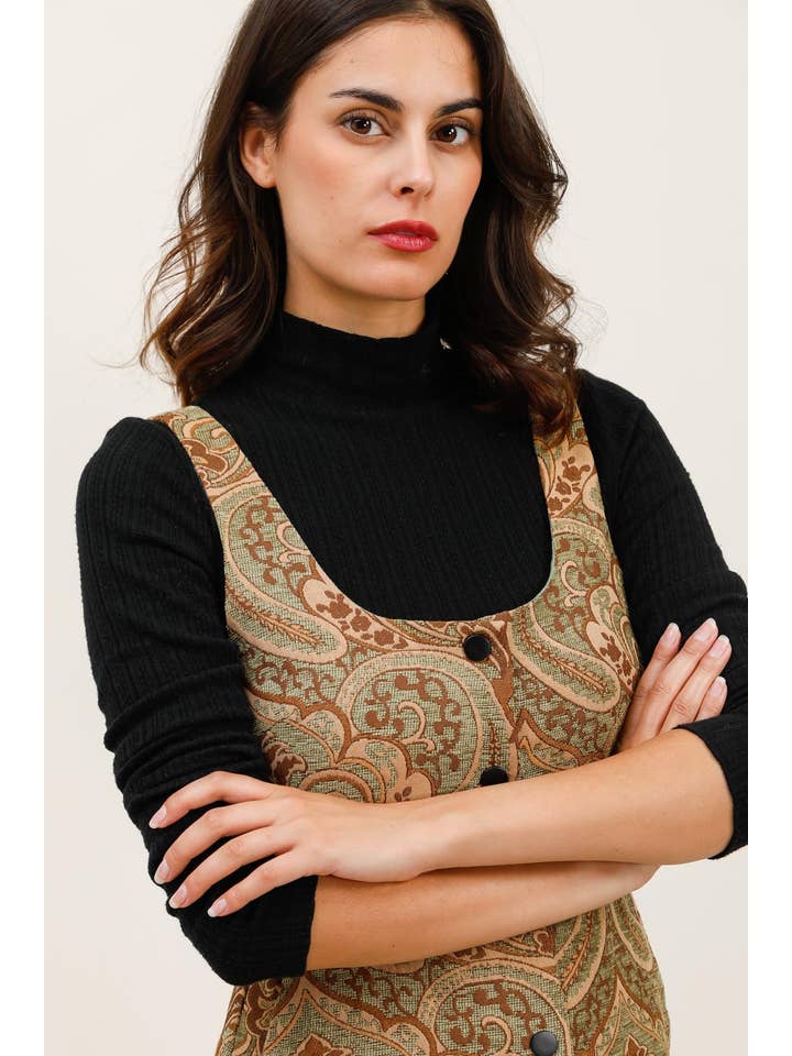 Green 5908 BROCADE DRESS for wholesale on Faire1