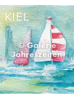 Kiel Segelboote und Ehrenmal Klappkarte für den Großhandel von Karen Utermann Galerie Jahreszeiten