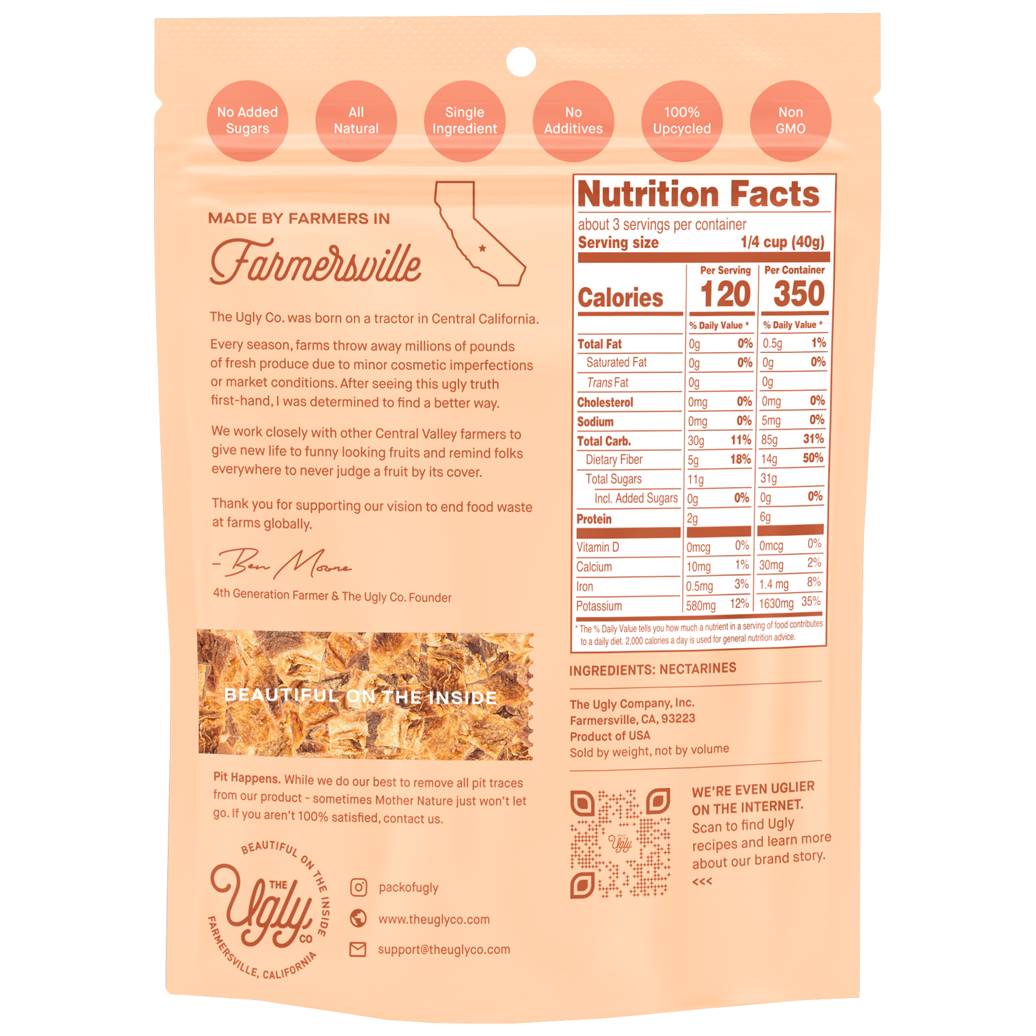 The Ugly Company - Wholesale Dried/Dehydrated Fruit - 4oz Dried and Diced Nectarines1