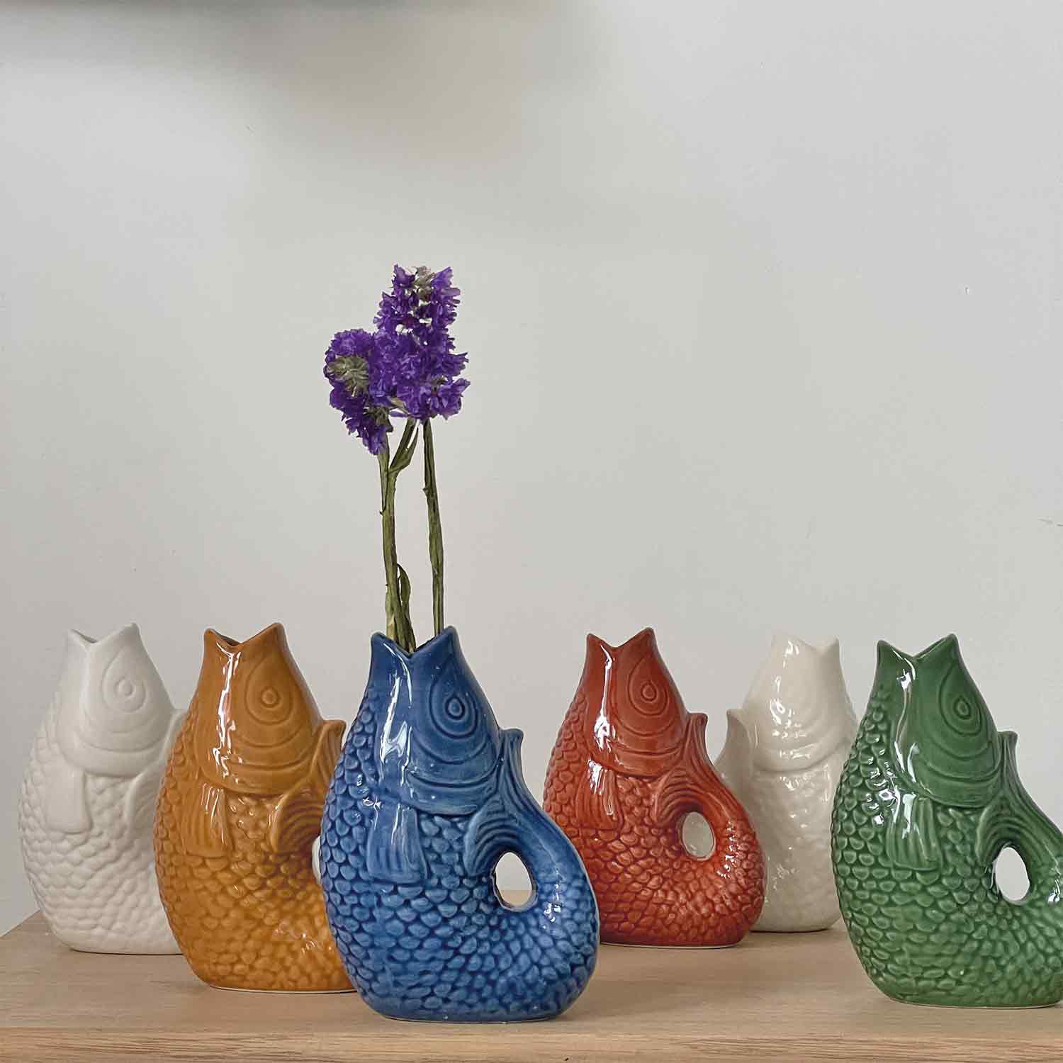 Ceramic vase Fish PM green L8.2 D5 H12cm for wholesale on Faire3