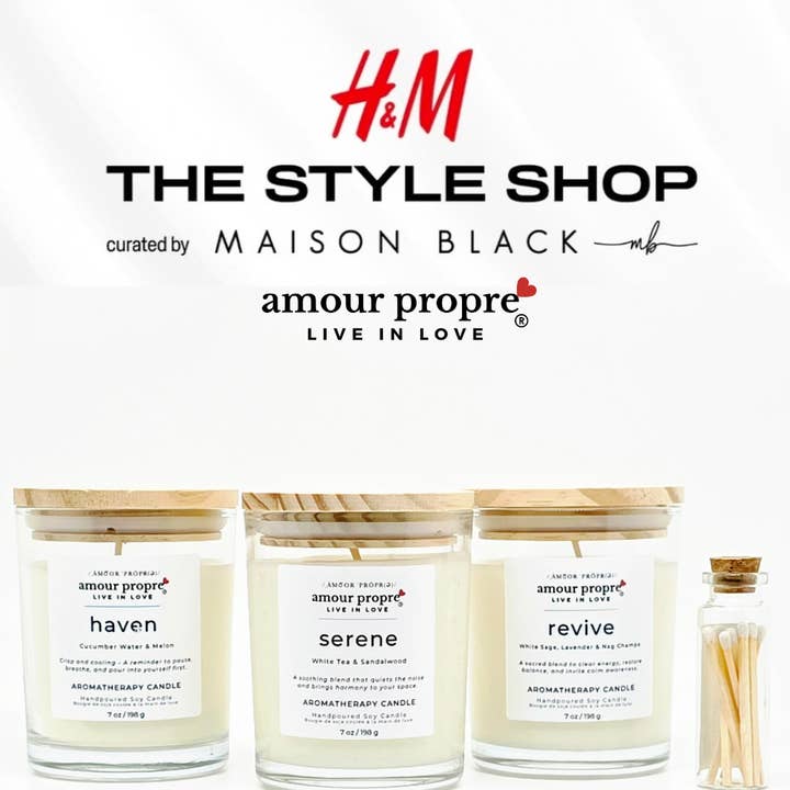 Collezione Aromaterapia Amour Propre Trio - Candele di Soia Serene, Haven, Revive per la vendita all'ingrosso da parte di Amour Propre