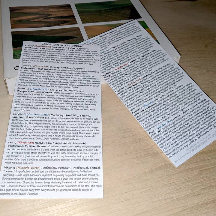 NOUVEAU~ Marque-page du zodiaque lunaire - La lune dans les signes du zodiaque pour la vente par BeeGreen & CraftsPlannersPlus