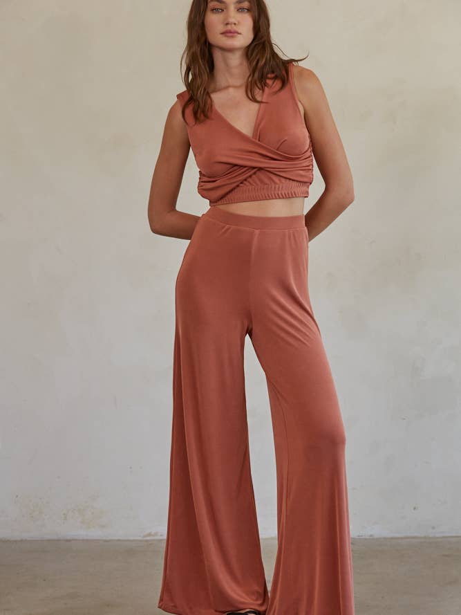 RJ3303 | Twist V-Neck Sleeveless Crop Top for wholesale by By Together