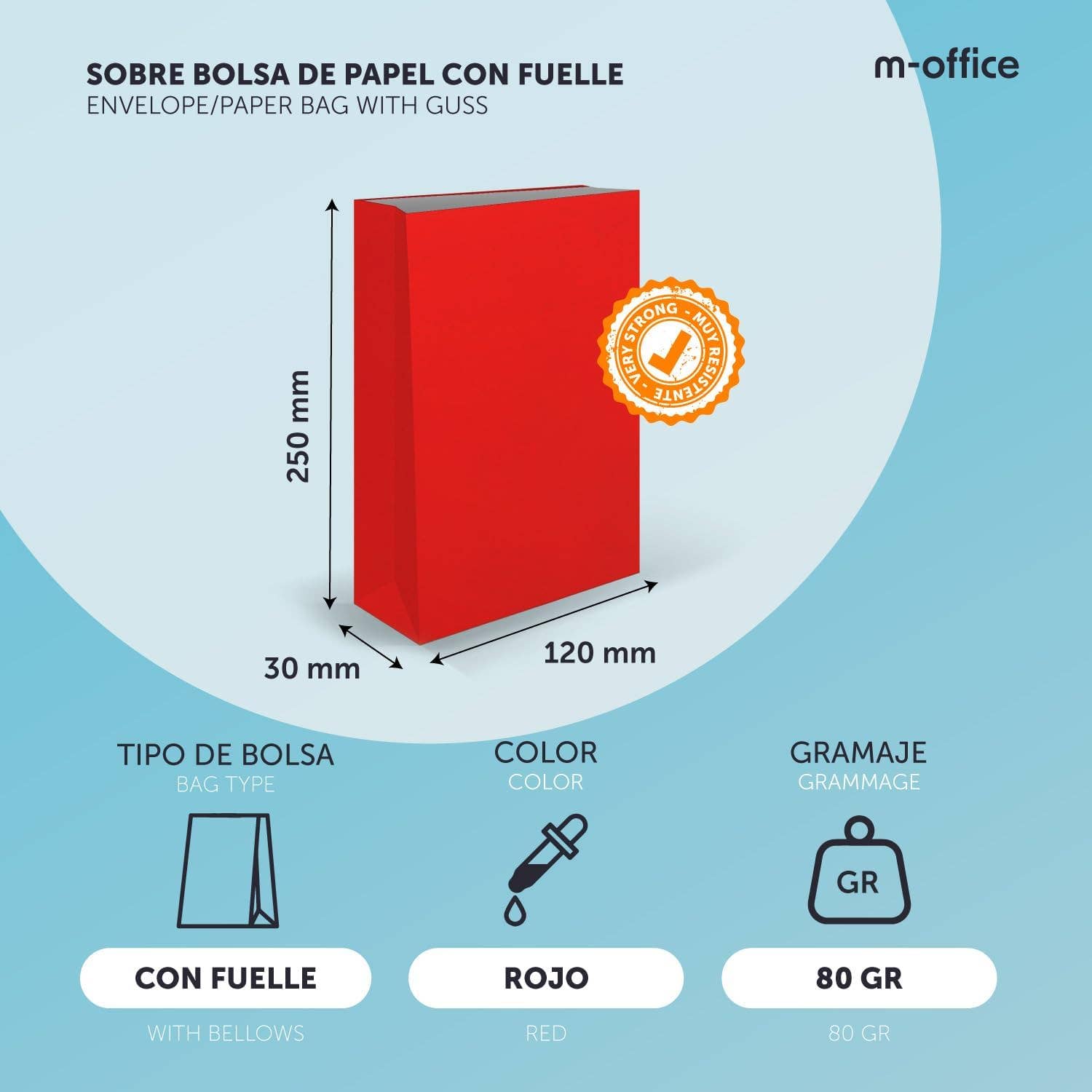 MEDEL OFFICE - Wholesale Gift Bag - Red Kraft Bags for Gifts and Food Shops x501