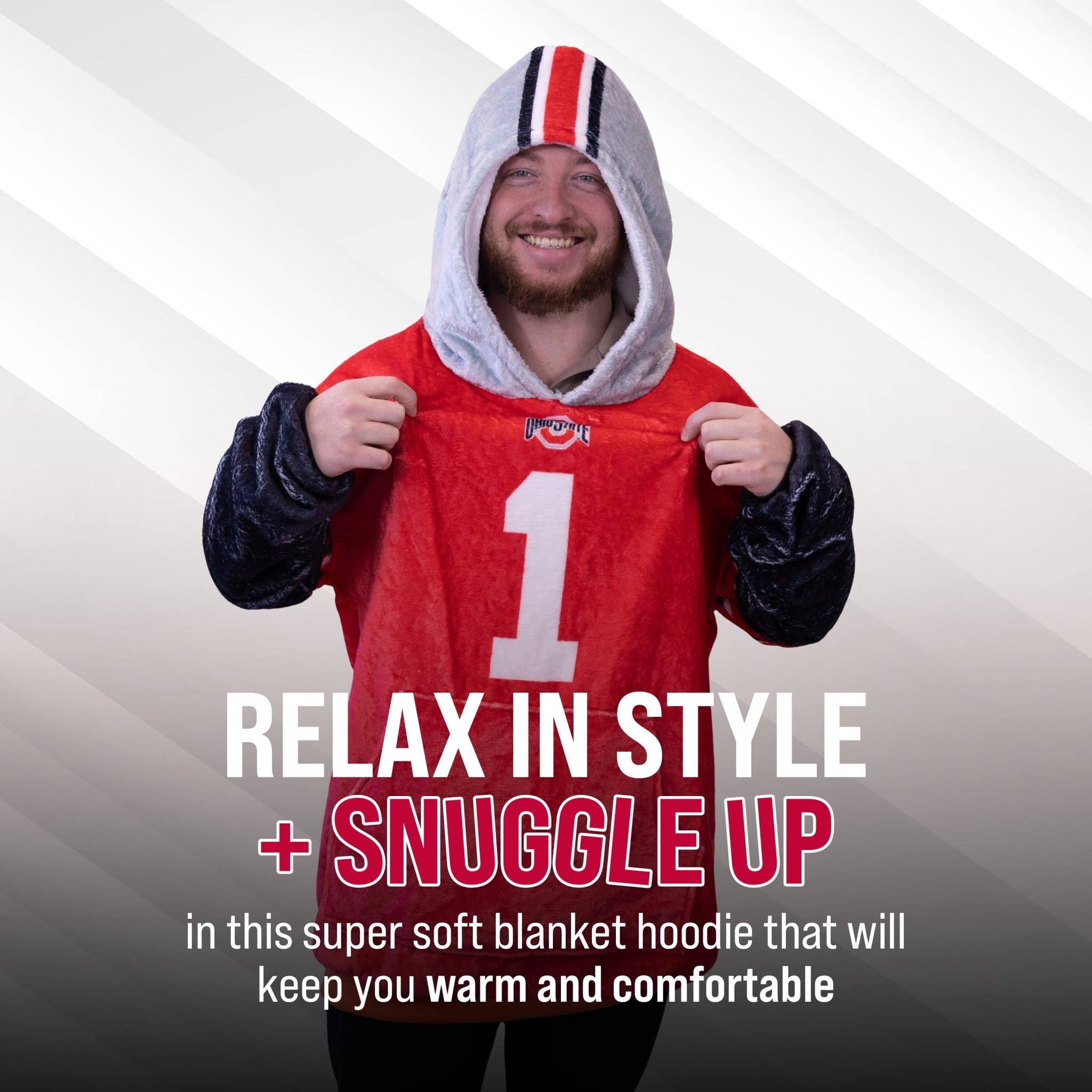 OrangeOnions - Wholesale Hoodie - Unisex - Ohio State Buckeyes Blanket Hoodie & Pillow Adult Snugible3