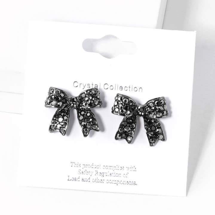 Sensibling Corp. - Wholesale Stud/Post Earrings - Crystal Rhinestone Pave Bow Stud Earrings
24