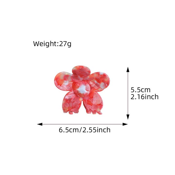ACCITY - Wholesale Hair Clip - Women's - 2.7"IN FLOWERS TORTOISE SHELL HAIR CLAW CLIPS_CWAHA0383