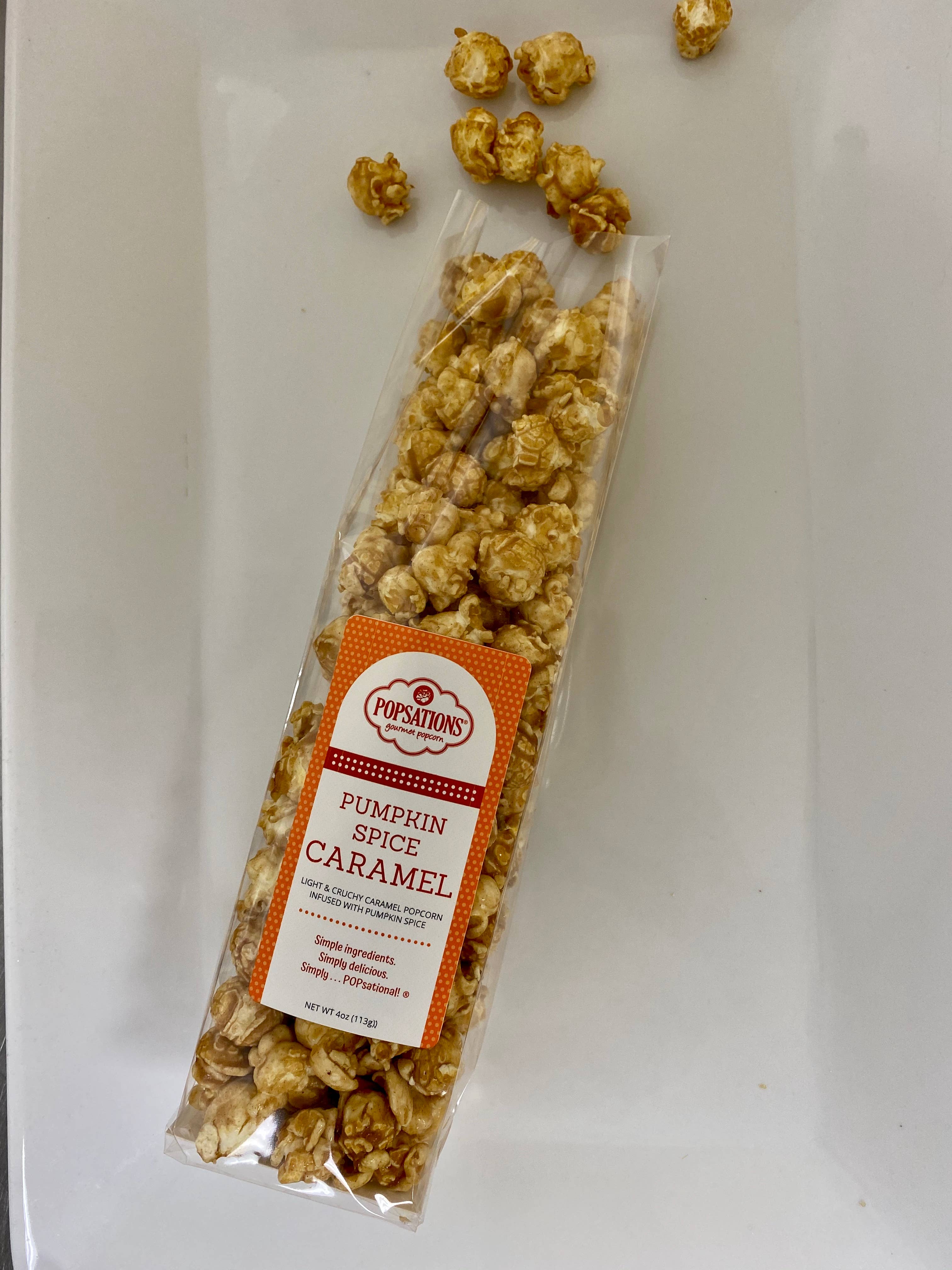 Popsations Popcorn Company - Wholesale Popcorn - Caramel Popcorn 4oz Ribbon Bag4