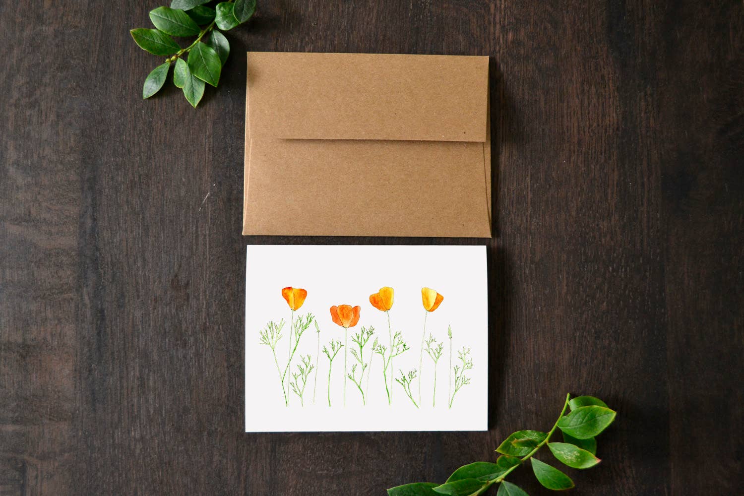 Little Leaf Ink - Wholesale Everyday Greeting Card - Orange Poppies Greeting Card (A2)1