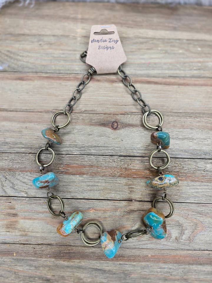 “Turquoise Trails” Link Necklace for wholesale by Sandra Ling Designs
