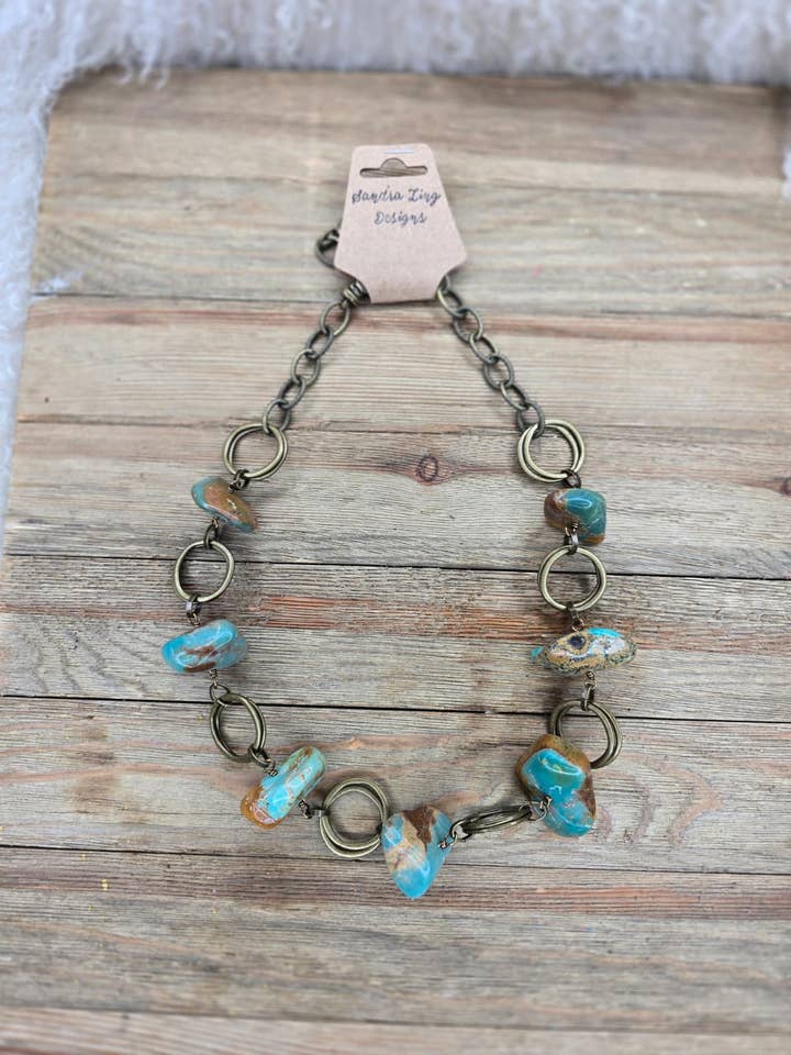“Turquoise Trails” Link Necklace for wholesale by Sandra Ling Designs