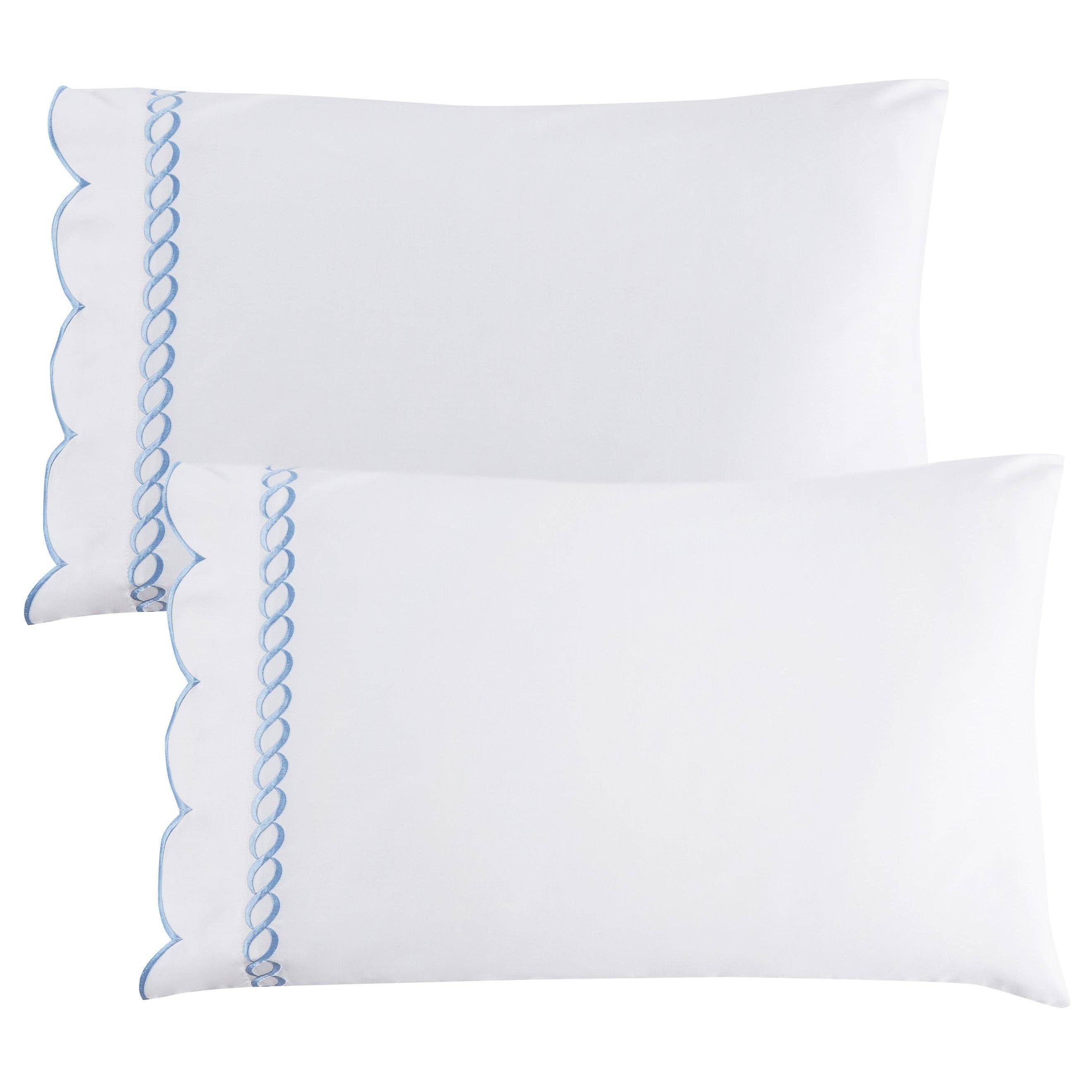 Mélange Home - Wholesale Bedding Pillowcase/Sham - 600 Thread Count Scallop Rope Embroidered Cotton Pillowcase Pair6