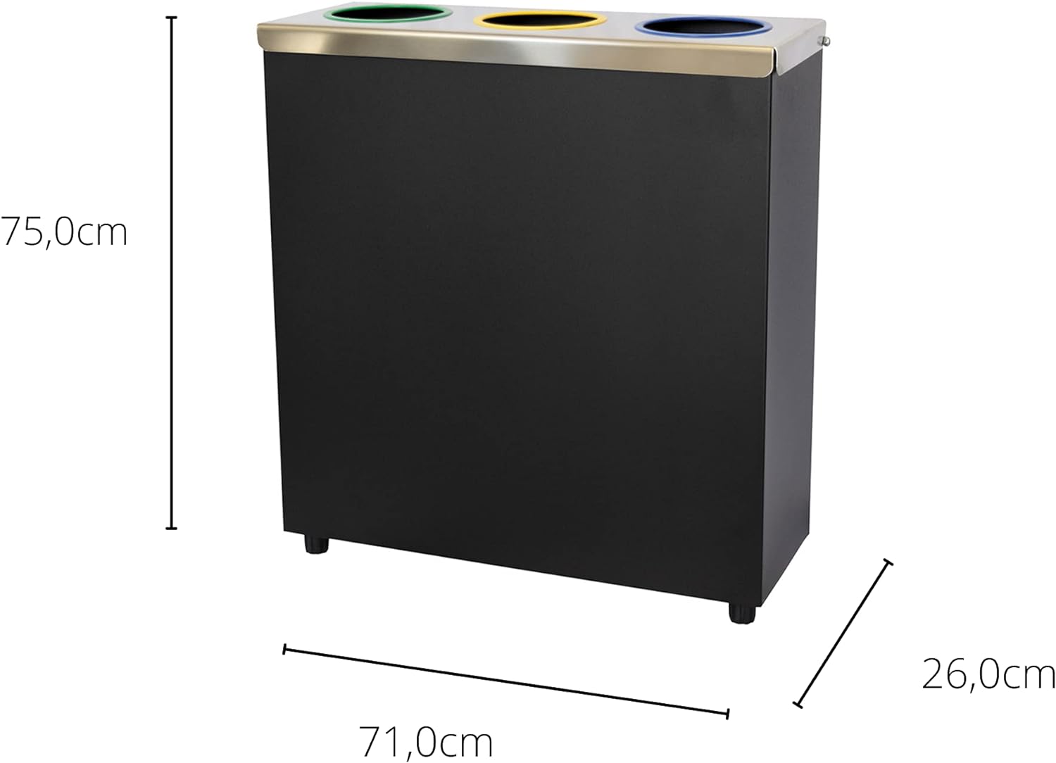 MEDEL OFFICE - Wholesale Trashcan/Trash Bin - 135L 3-Compartments Selective Metal Recycle Bin1