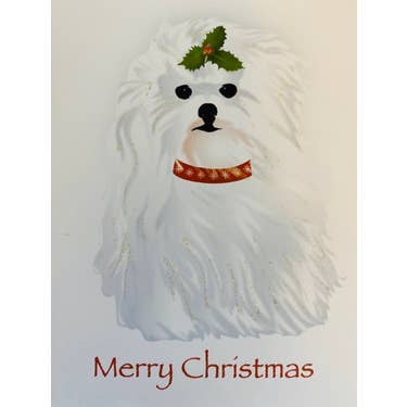 Studio Daedre - Wholesale Christmas Card - Christmas Maltese Dog, Holiday Card - Boxed Note Cards0