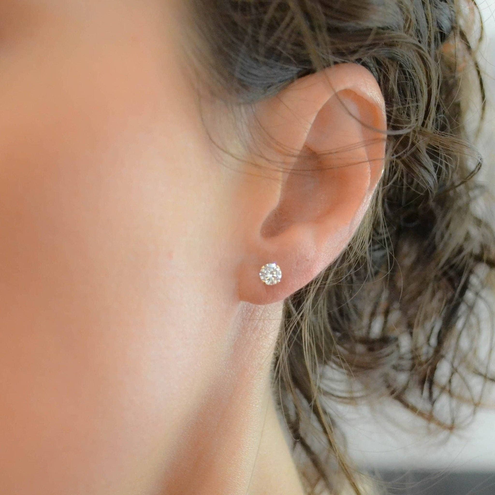 Sela+Sage - Wholesale Stud/Post Earrings - Round Lab Created Diamond Studs in Gold Filled2