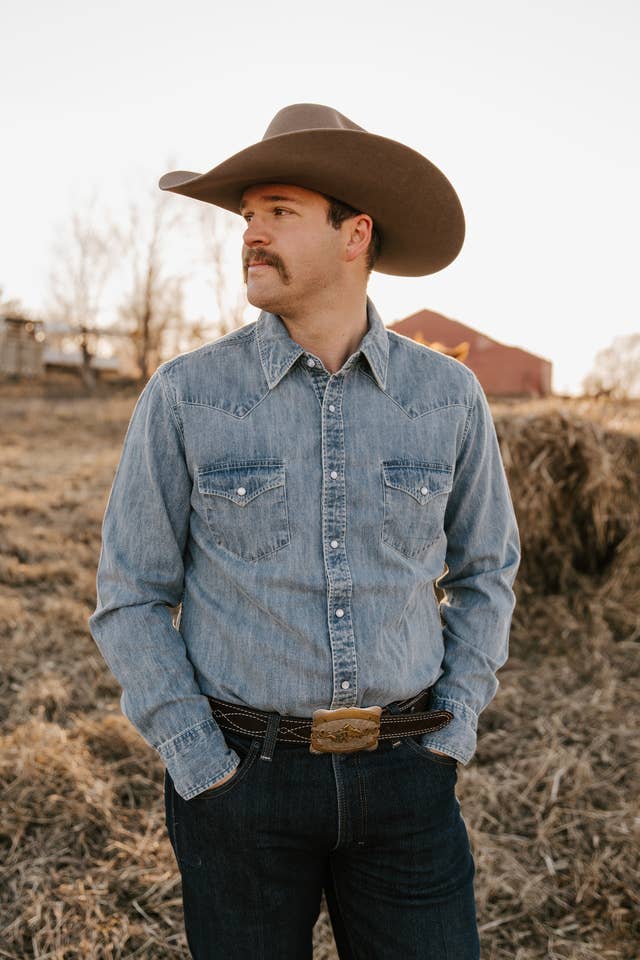 Men's Denim Western Shirt-M-25001 for wholesale on Faire0