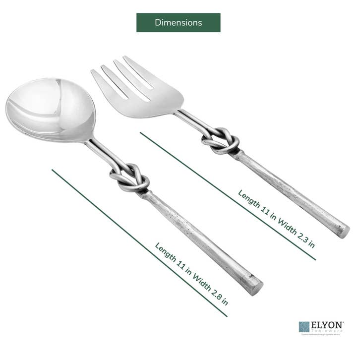 Elyon Tableware® - Wholesale Serving Utensil - Elyon Reef Knot Silver Salad Serving Set Hostess Set 2 Piece1