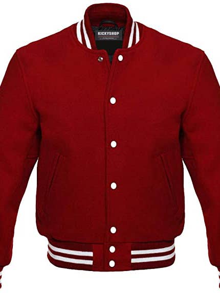 Letterman-Jacke aus Wolle, Melton, Wolle, Kastanienbraun für den Großhandel von Kicky Imports LLC