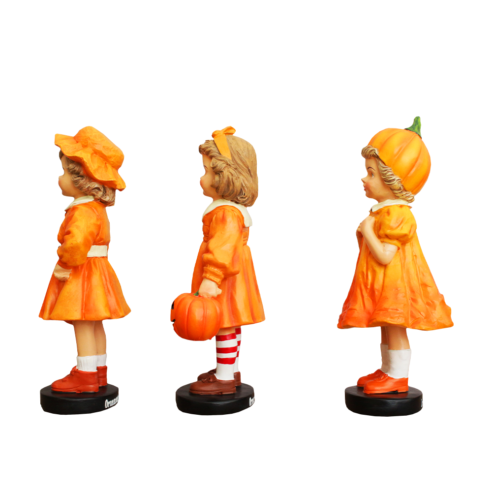 OrnamentallyYou - Vente Figurine décorative - Ensemble de 3 figurines fille citrouille accueillante6