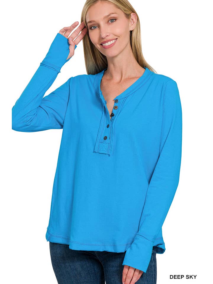 42POPS - Wholesale T-Shirt - Women's - ..'SI-24797 THUMB HOLE CUFFS BUTTON CLOSURE LONG SLEEVE TOP5