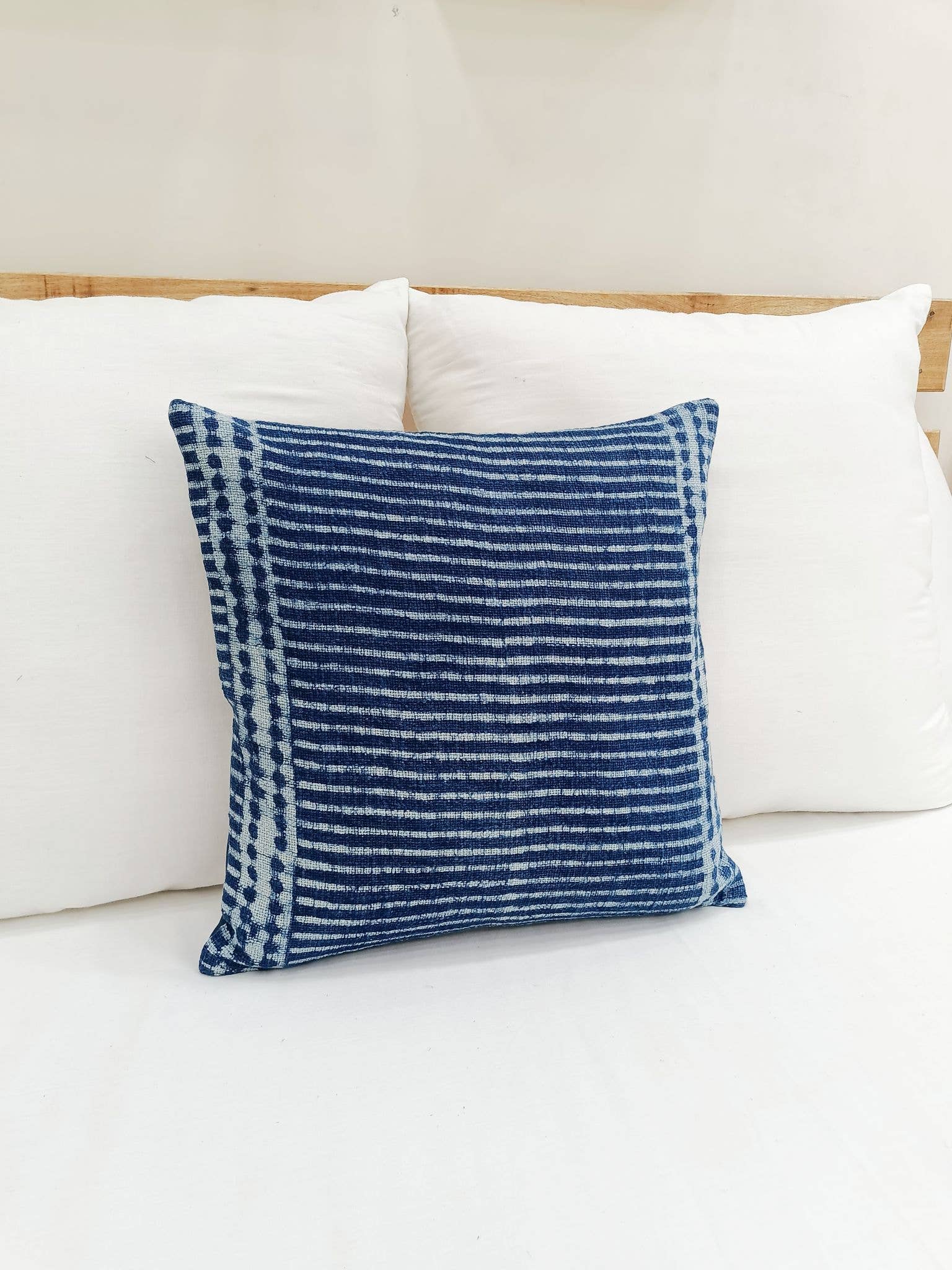 Eyda Homes - Wholesale Throw Pillow Cover - Indigo Blue 18x18 Dabu Cotton Pillow Cover Handmade Decor4