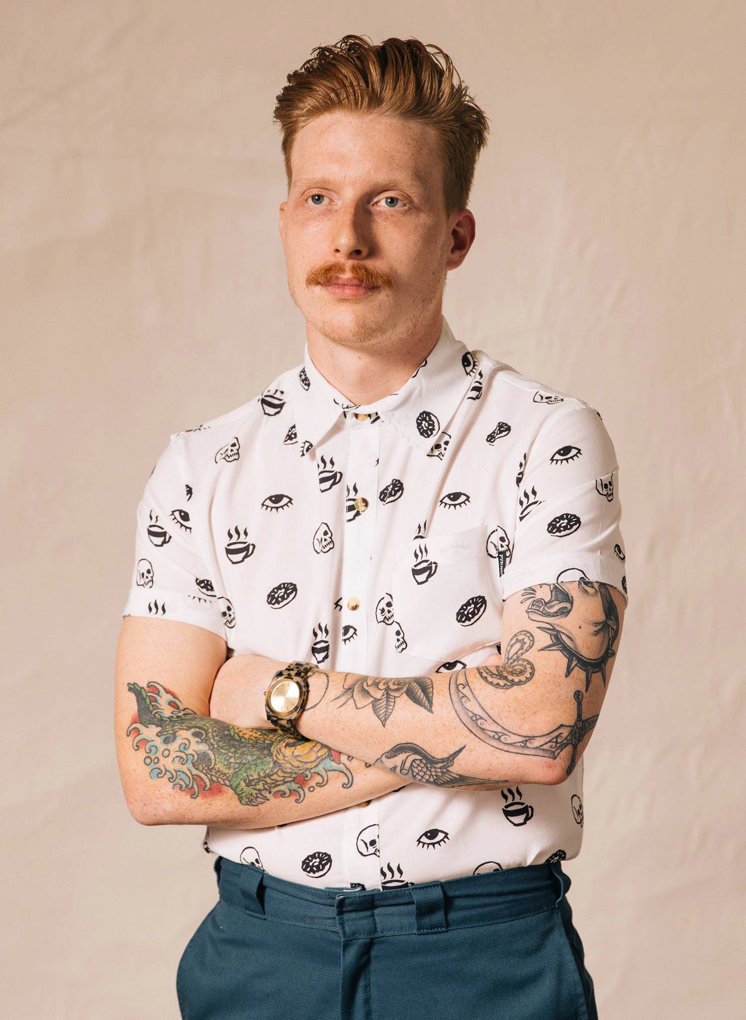 Pyknic - Wholesale Button Down Shirt - Unisex - Morning Glory Coffee Casual Button Down Shirt Men & Women7