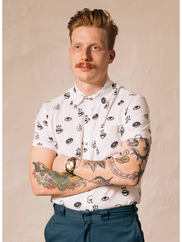 Pyknic – Großhandel Hemd mit Button-down-Kragen – Unisex – Morning Glory Coffee lässiges Button-Down-Hemd für Damen und Herren7