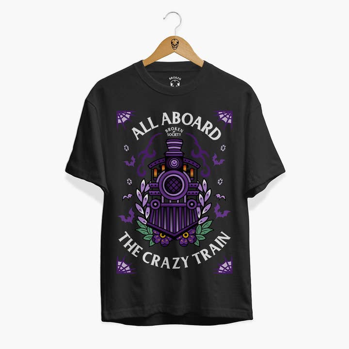 T-shirt à imprimé avant Crazy Train (Unisexe) pour la vente par Broken Society