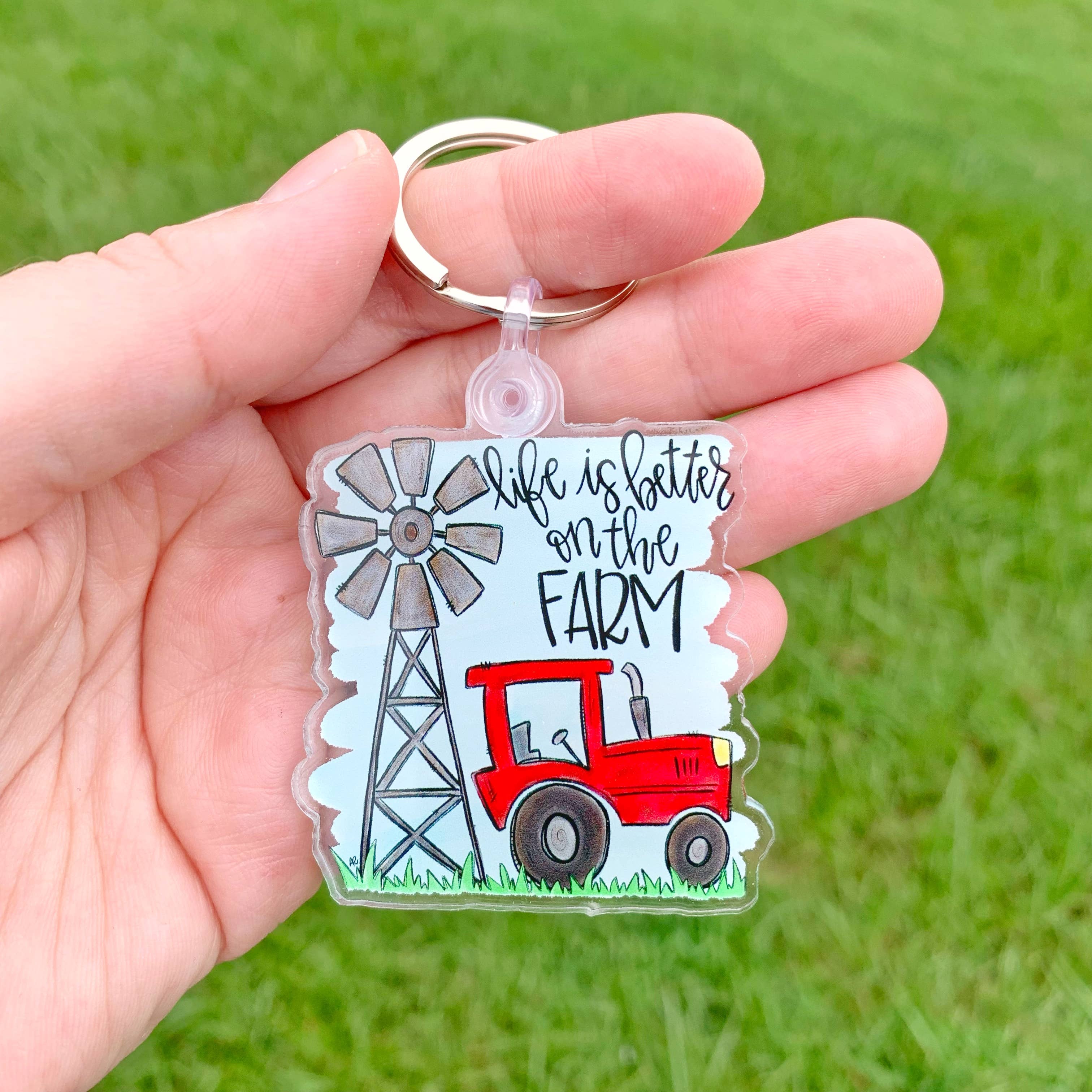 Painted Skies - Wholesale Keychain - Women's - Life Is Better On The Farm Acrylic Keychain1
