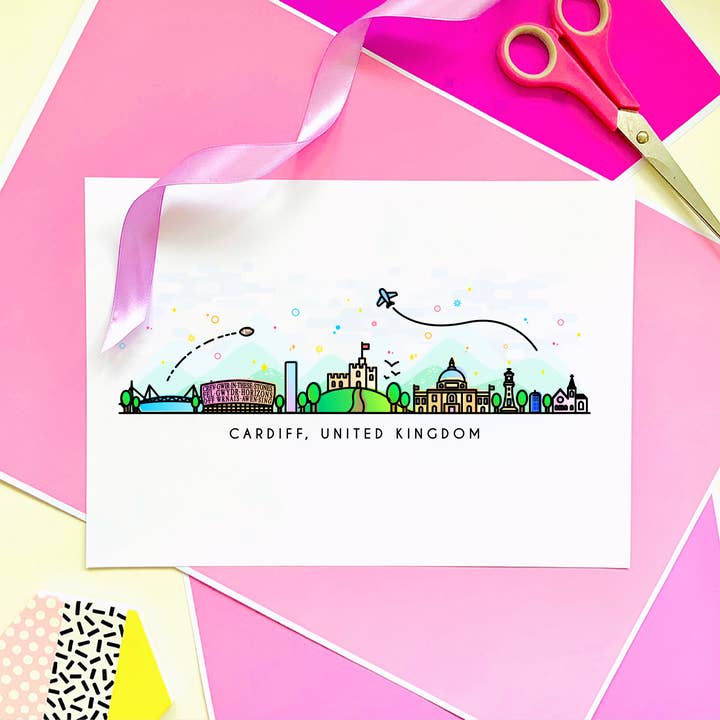 Impressão artística de parede Cardiff Skyline por atacado de CoconuTacha