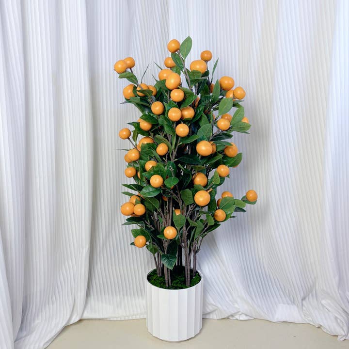 36" Realistic Faux Orange Tree in Fluted Pot for wholesale by P | O Homeware