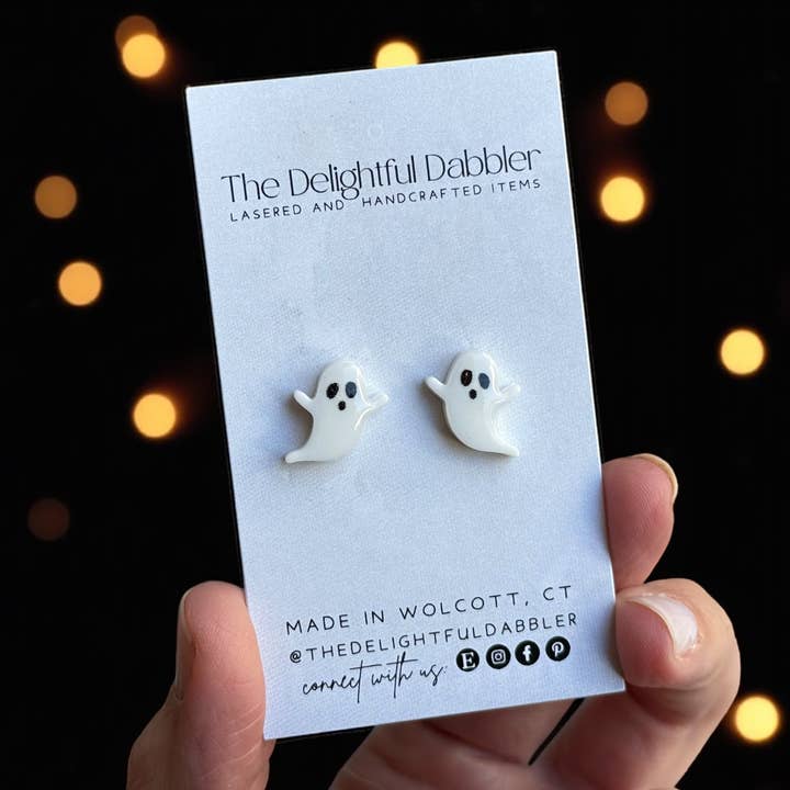 The Delightful Dabbler LLC - Wholesale Stud/Post Earrings - Spooky Ghost Halloween Stud Earrings – Acrylic Jewelry1