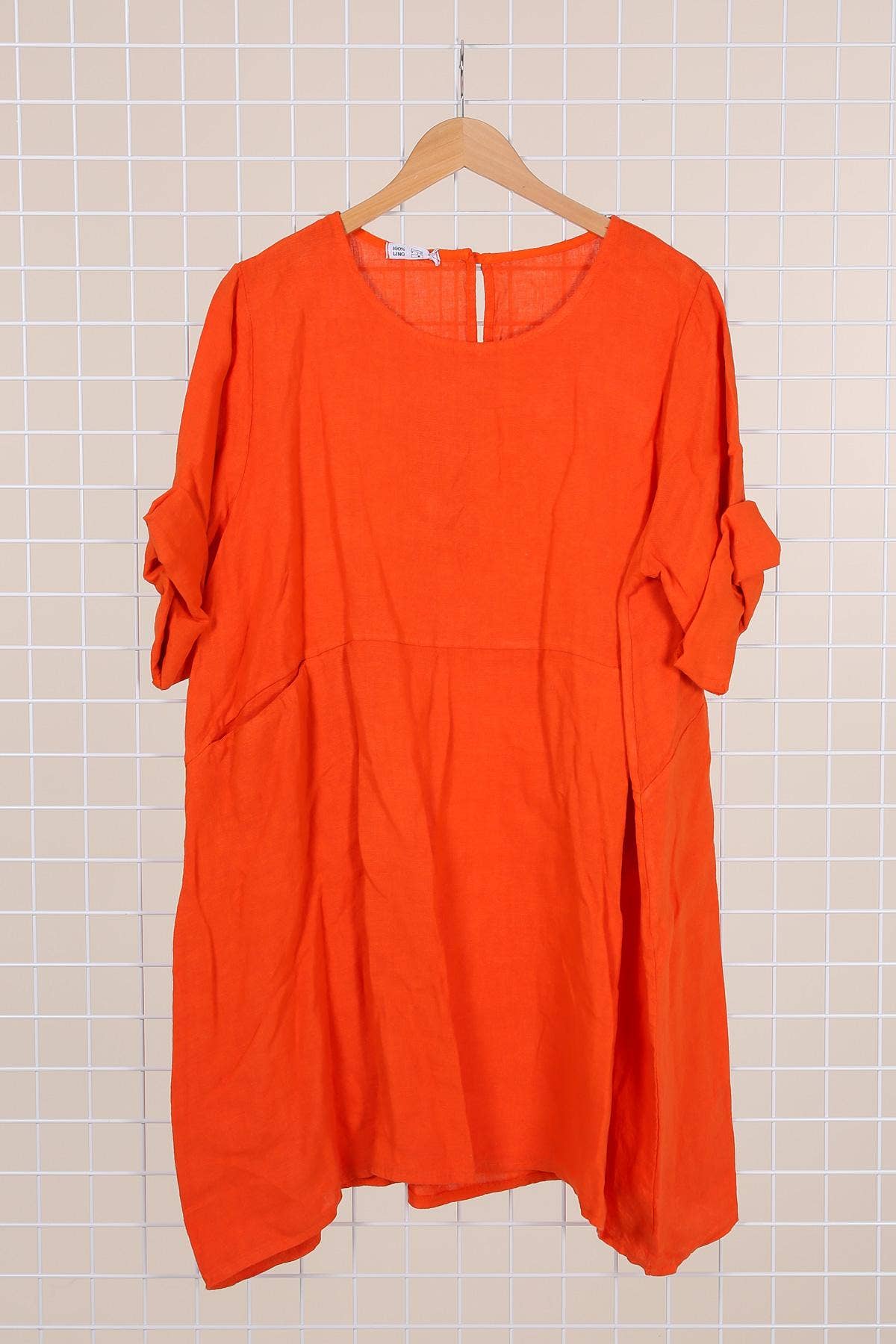 la maison des fibres naturelles – Engroshandel Kjole - Dame – Kort hørkjole med rund hals i 100 % hør 671932