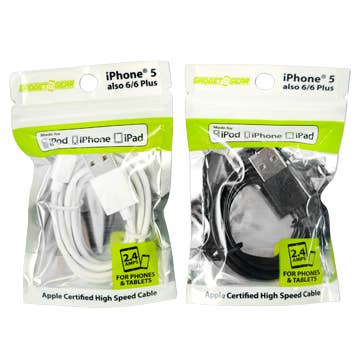 Novelty Brands - Wholesale Charging Cable - Charging Cable USB to Lightning 3 ft Bagged Bulk- 6/Pack