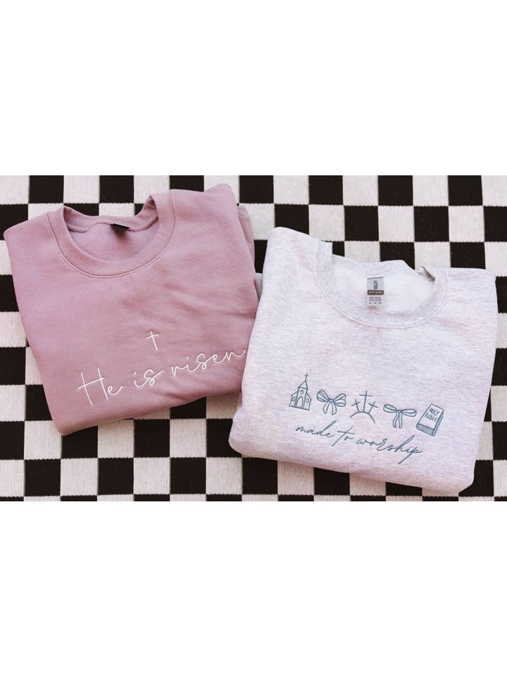 Graphic Tees & Co. - Wholesale Sweatshirt - Women's - Made To Worship Embroidered Crewneck | Church Sweatshirt3