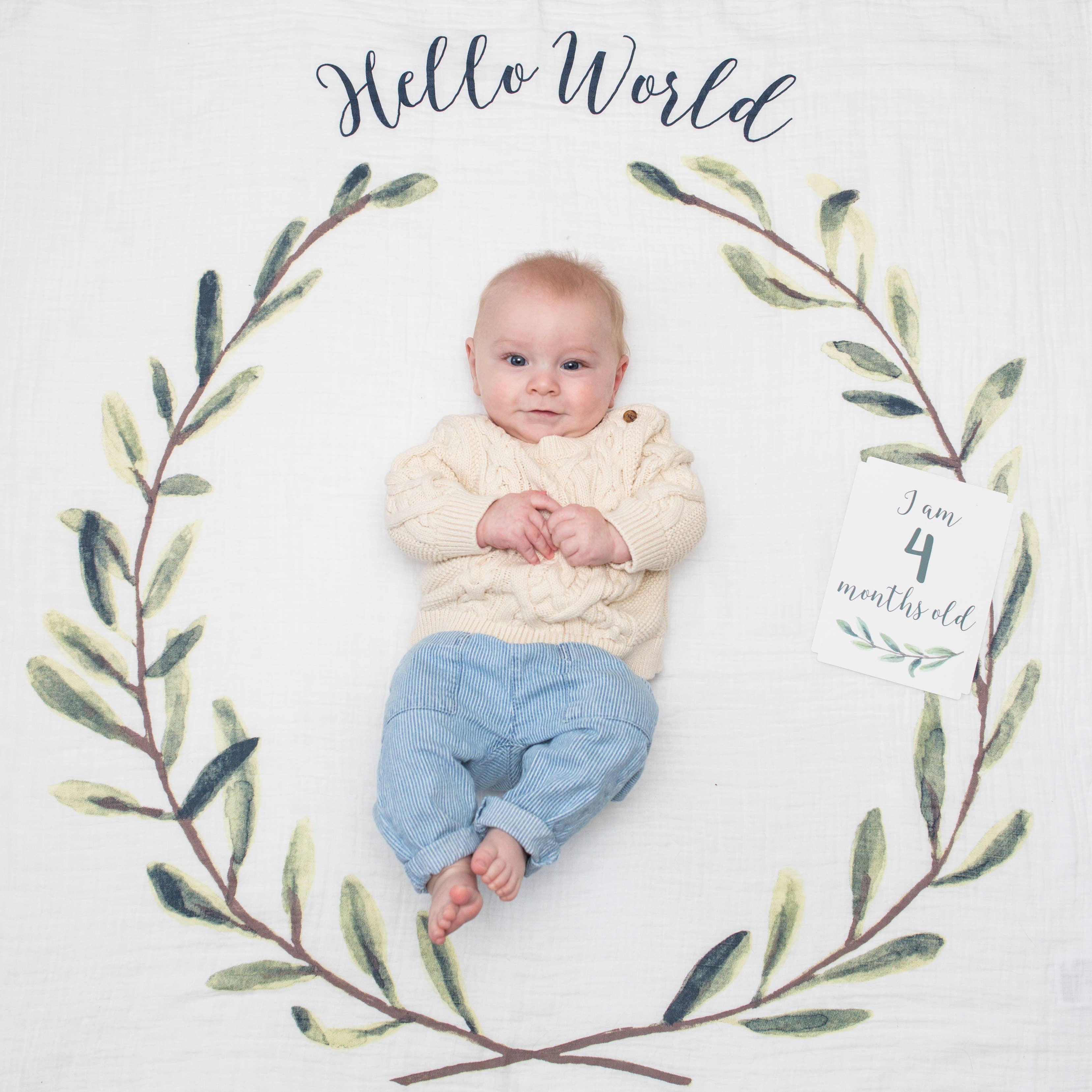 Lulujo Baby - Wholesale Milestone Art/Keepsake - Kids & Baby - Baby’s 1st Year Swaddle & Milestone Card Gift Set- Hello!7