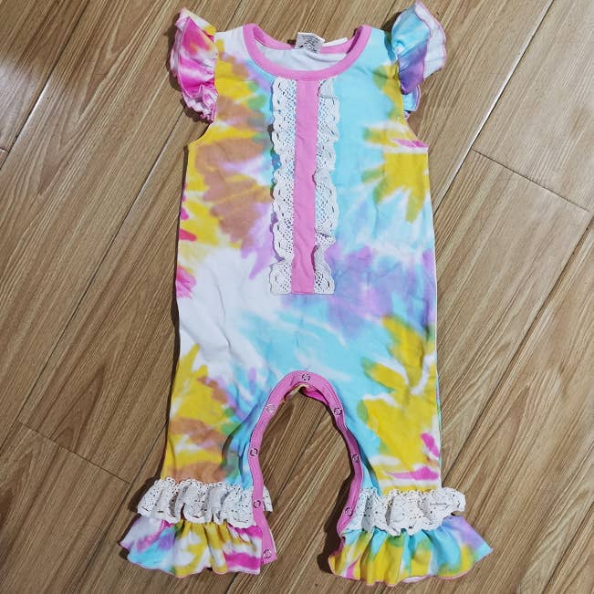 AnnLoren - Wholesale Jumpsuit - Baby - Pastel Tie Dye Baby Girls Spring Romper Easter Kids Clothes
