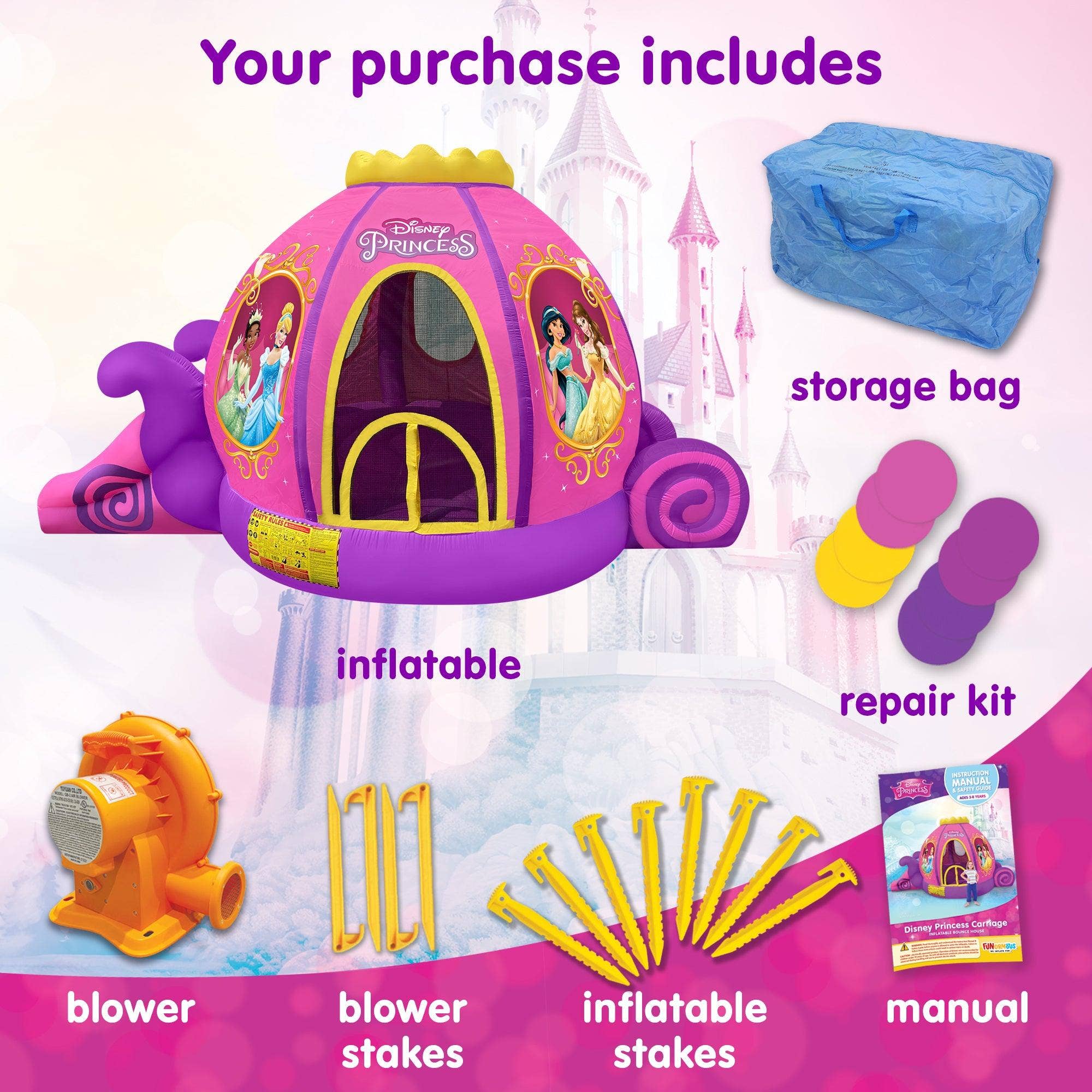 Funormous - Wholesale Inflatables - Disney Princess Carriage Bounce House3