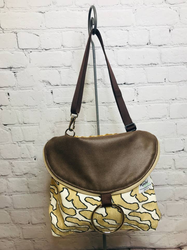 Houndstooth in Brown Messenger/Backpack for wholesale by Kindred Spirit Style