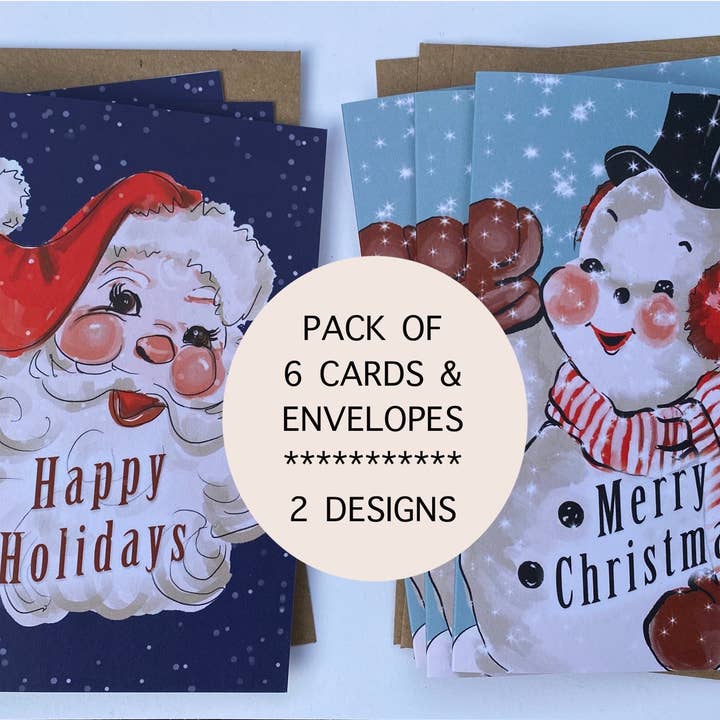 Pack festivo estilo vintage de 6 cartas e envelopes (2 desig. por atacado de Lise Marie prints