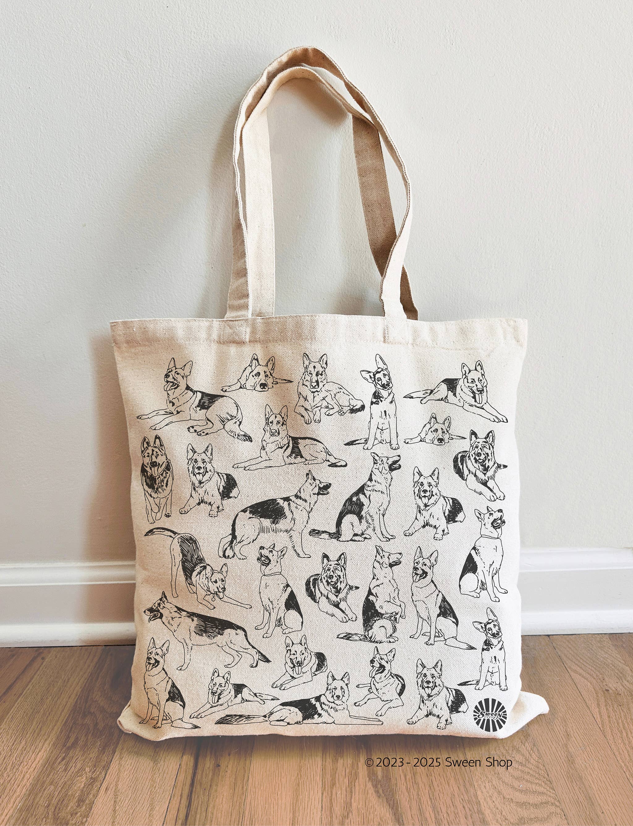 Sween Shop – Engroshandel Tote bag - Unisex – Schæferhund bomuldslærredstaske kæledyr hund gave sommer1