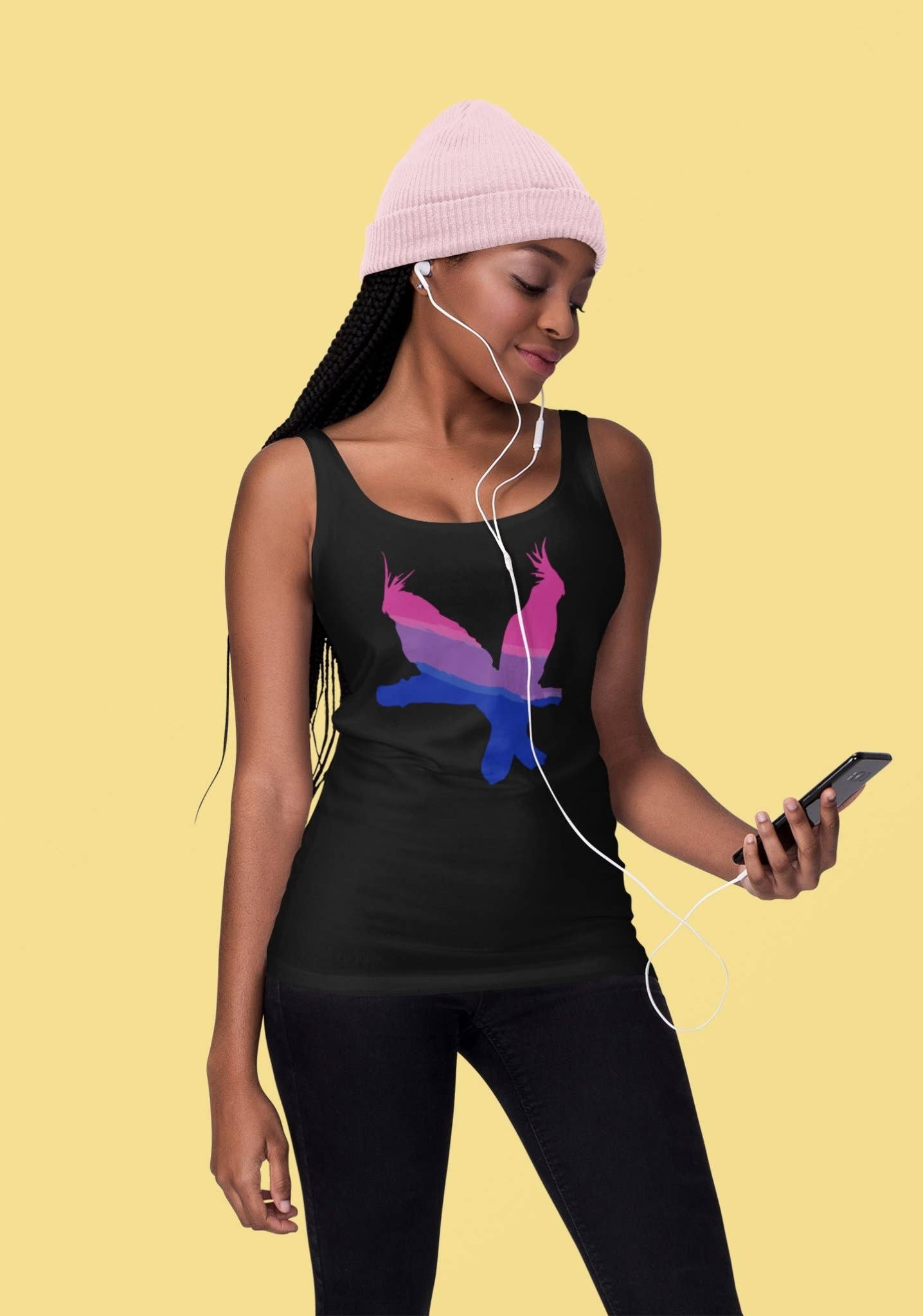 Pink N Paw - Wholesale Tank Top - Women's - Bi Birds - Bisexual Pride Tank, Racerback Tank Top2
