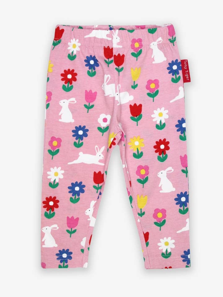 Leggings 3/4 pour enfants en coton bio avec imprimé lapin pour la vente par Toby Tiger GmbH