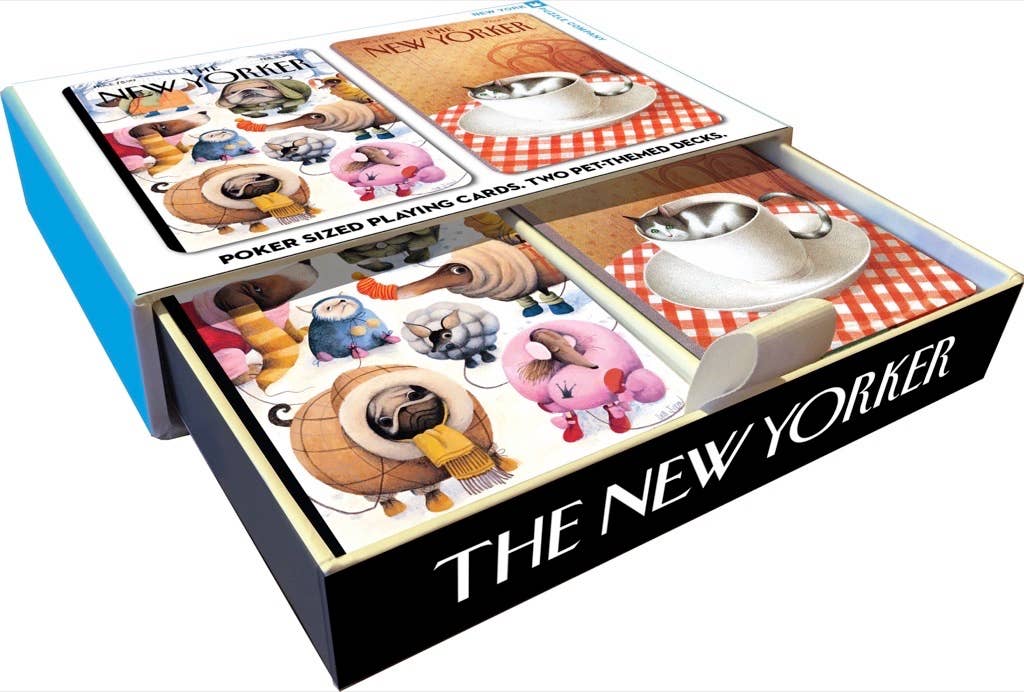 New York Puzzle Company - Wholesale Playing Cards - Dog and Cat Cartoons Double Deck Playing Cards 2 Standard Decks1