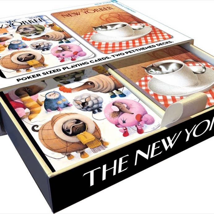 New York Puzzle Company - Wholesale Playing Cards - Dog and Cat Cartoons Double Deck Playing Cards 2 Standard Decks1