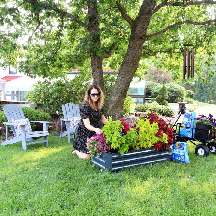 Sunnydaze Decor - Wholesale Planter Box - Sunnydaze Steel Garden Beds - 48" L x 11.75" H - Gray - 2pc