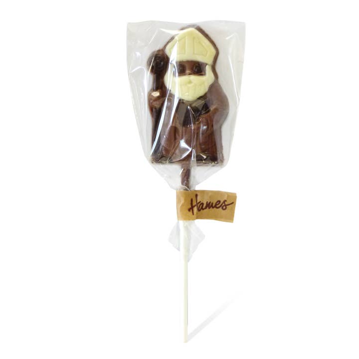 UK ONLY. Milk Chocolate Bishop Lollipop for wholesale by Hames Chocolates