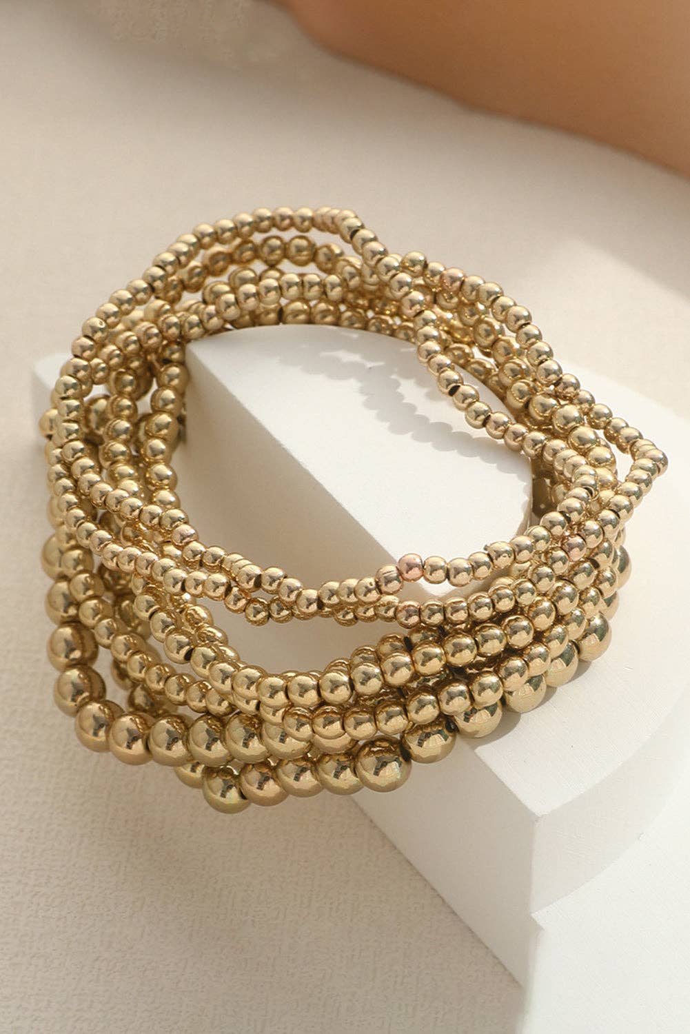 Gold 7pcs/Set Minimalist Beaded Luxury Bracelet Set for wholesale on Faire4