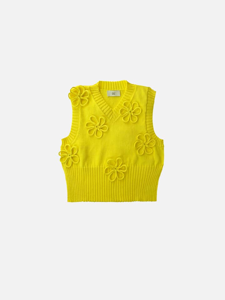 Flower vest - cotton yellow M for wholesale by Studio Selles