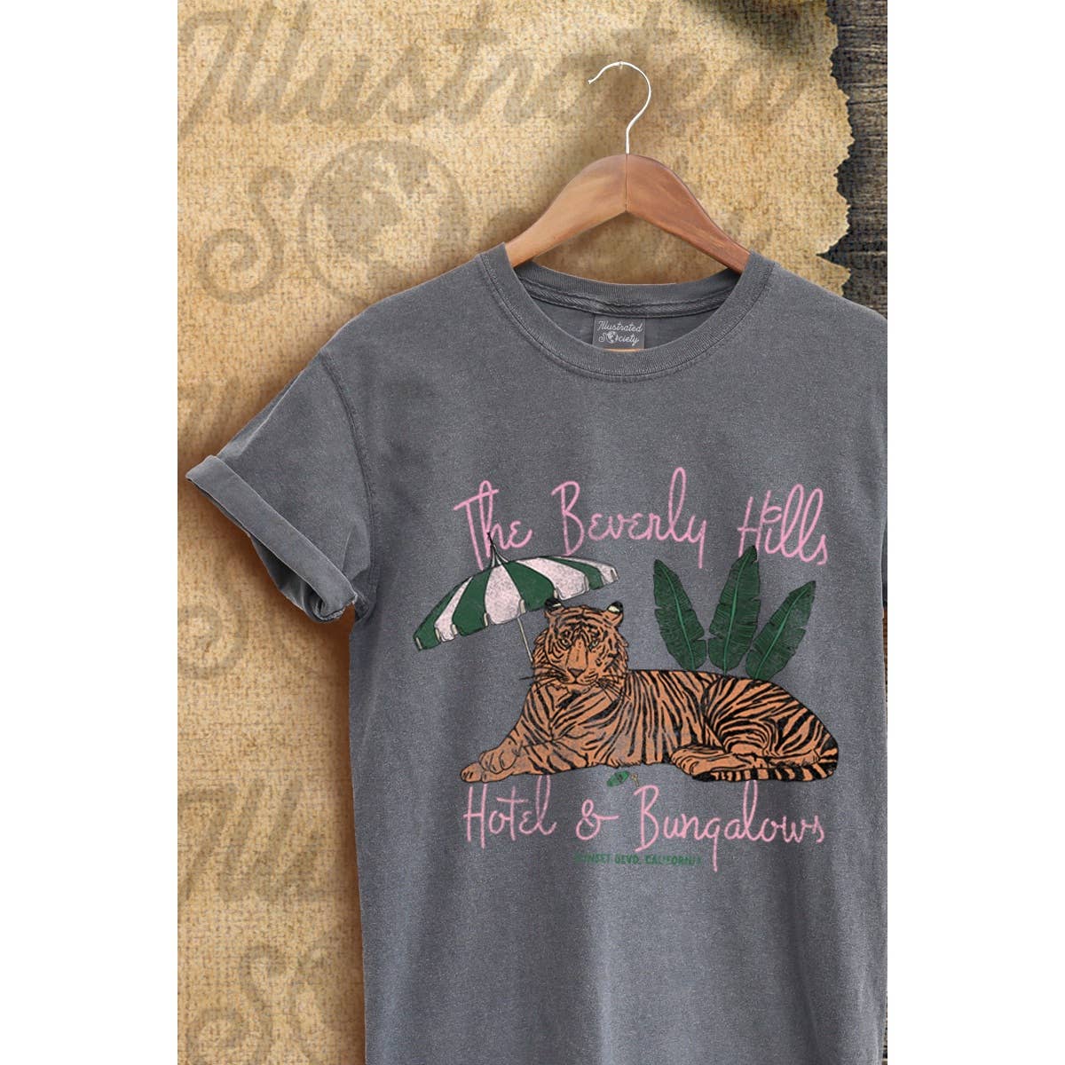 Illustrated Society - Wholesale Screen Printed T-Shirt - Women's - BEVERLY HILL HOTEL VINTAGE GRAPHIC  TEE1